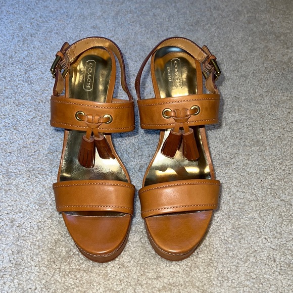 Coach Guileietta Leather and Cork Platform Sandals - Picture 3 of 13